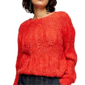Topshop Vibrant Red Fuzzy Wool Sweater